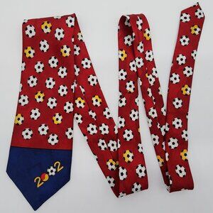 2002 Soccer Necktie Maroon Blue by Gold Tower 58" Long 3.75" Wide